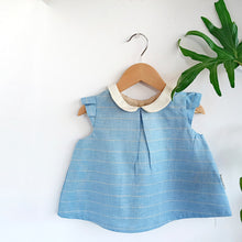 Cargar imagen en el visor de la galería, Blusa Chinita Celeste con rayas